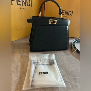 Fendi Peekaboo Mini in Green Ostrich print